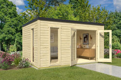 Gartenhaus PALERMO 4 - 400 x 300 cm, 28 mm, natur / farbig