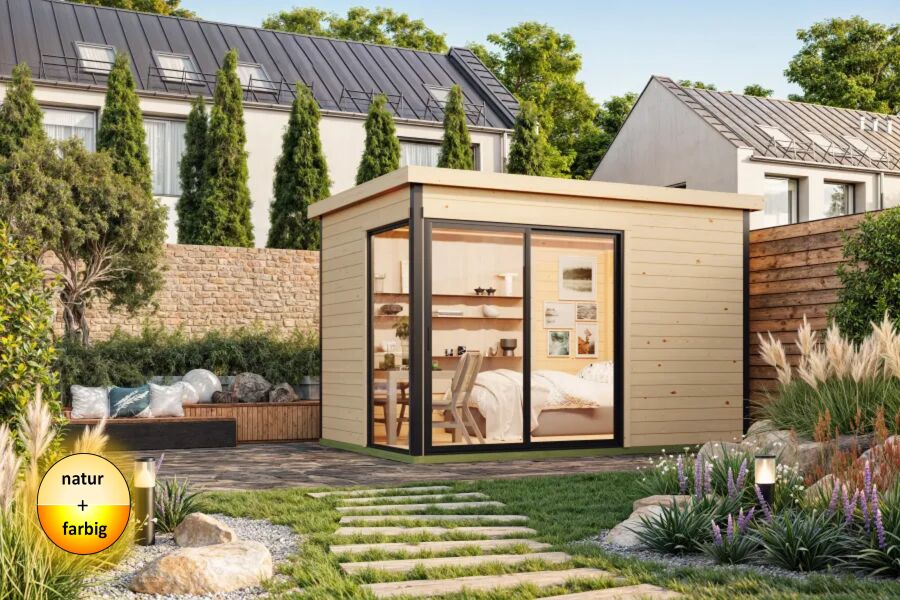 Lasita Maja Gartenhaus AUSTIN 2 ISO, 360x240 cm, 44 mm, inkl. Fußboden, natur + farbig