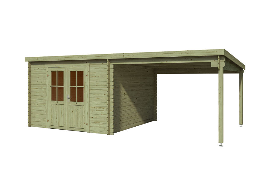 Gartenhaus LENNOX Flachdach 601x312 kesseldruckimprägniert, 28mm Bohlen