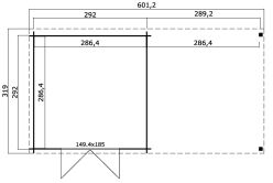 Gartenhaus LENNOX Flachdach 601x312 kesseldruckimprägniert, 28mm Bohlen