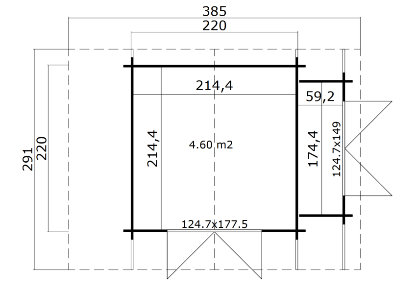 Multifunktionshaus VILANO 2 imprägniert, 220(360) x 220 cm inkl. Boden, Schleppdach und Anbauschrank, 28mm Blockbohle