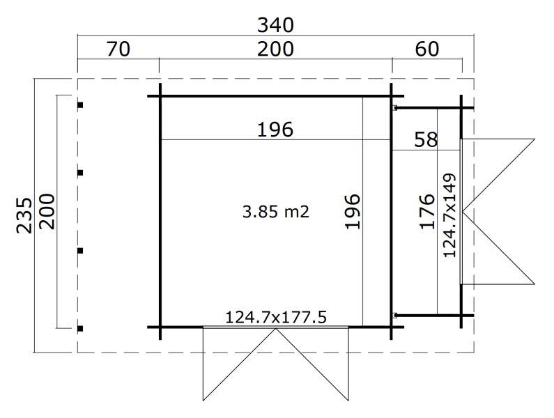 Multifunktionshaus VILANO 3 imprägniert, 200(330) x 218 cm, inkl. Boden, Schleppdach und Anbauschrank, 18mm Blockbohle