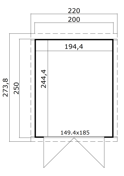 Lasita Maja Gartenhaus KIBO 2 imprägniert 200 x 250 cm, 28mm Systembohle