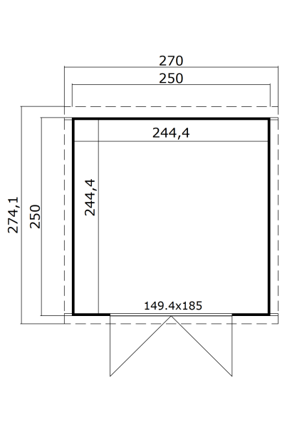 Lasita Maja Gartenhaus KIBO 3 imprägniert 250 x 250 cm, 28mm Systembohle