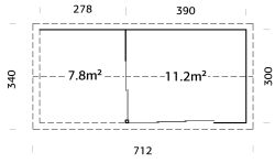 Palmako Gartenhaus AMANDA PLUS ISO 11,2 m²  + 7,8 m²  44 mm - 668x300 cm hellbraun imprägniert