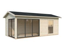 Palmako Gartenhaus AMANDA PLUS ISO 17,1 m²  44 mm - 595x300 cm lackiert weiß (9016) + anthrazit (7016)