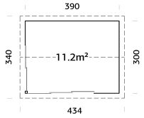 Palmako Gartenhaus AMANDA 11,2 m²  44 mm - 390x300 cm natur / imprägniert / lackiert