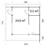 Palmako Ferienhaus CECILIA PLUS ISO 27,2 m²  70 mm -...