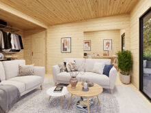 Palmako Ferienhaus CECILIA PLUS ISO 27,2 m²  70 mm - 540x540 cm, inkl. Fußboden 28 mm, natur