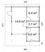Palmako Ferienhaus CECILIA PLUS ISO 30,0 m²  70 mm -...