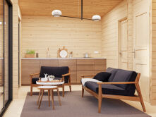 Palmako Ferienhaus CECILIA PLUS ISO 30,0 m²  70 mm - 540x670 cm, inkl. Fußboden 28 mm, natur