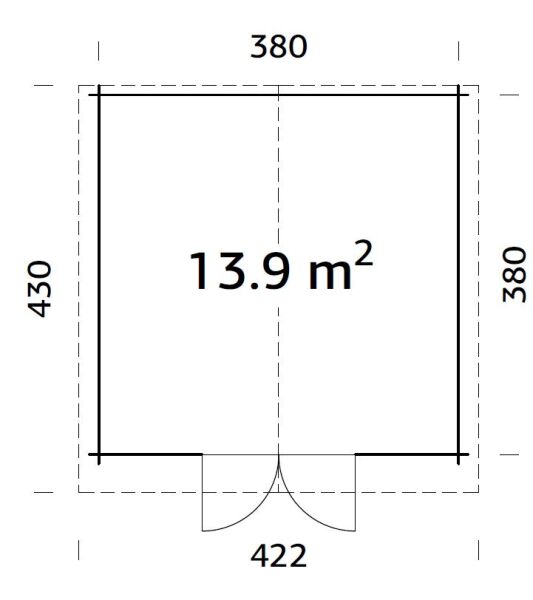 Gartenhaus LOTTA 13,9 m² 400x400cm, 34mm Doppelnut, farbig lackiert dunkelgrau + anthrazit