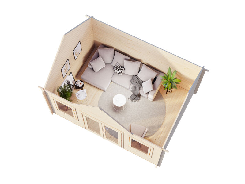 Palmako Gartenhaus CLAUDIA ISO 14,2 m²  44 mm - 450x330 cm hellbraun imprägniert