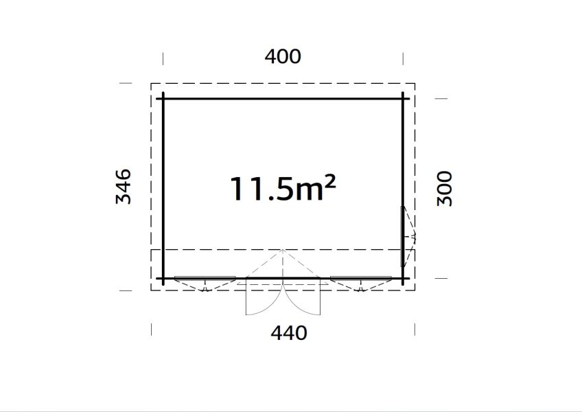 Palmako Gartenhaus CLAUDIA ISO  Pentroof 11,5 m²  34 mm - 400x300 cm lackiert dunkelgrau (7012) + anthrazit (7016)