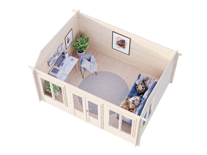 Palmako Gartenhaus CLAUDIA ISO  Pentroof 11,5 m²  34 mm - 400x300 cm lackiert dunkelgrau (7012) + anthrazit (7016)