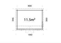 Palmako Gartenhaus CLAUDIA ISO  Pentroof 11,5 m²  34 mm - 400x300 cm lackiert dunkelgrau (7012) + anthrazit (7016)