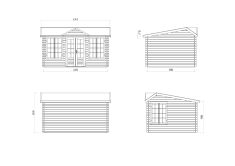 Palmako Gartenhaus CLAUDIA ISO  Pentroof 11,5 m²  34 mm - 400x300 cm lackiert dunkelgrau (7012) + anthrazit (7016)