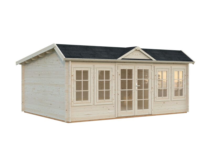 Palmako Gartenhaus CLAUDIA ISO  Pentroof 19,4 m²  44 mm - 530x380 cm natur