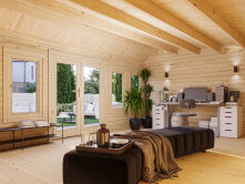 Palmako Gartenhaus CLAUDIA ISO  Pentroof 19,4 m²  44 mm - 530x380 cm natur / imprägniert / lackiert