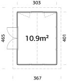 Palmako Pavillon ISABELLA 10,9 m²  90 mm - 401x303...