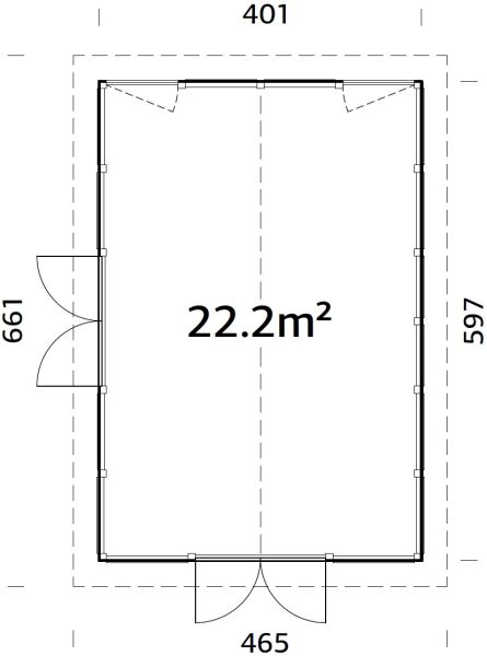 Palmako Pavillon ISABELLA 22,2 m²  90 mm - 597x401 cm hellbraun imprägniert