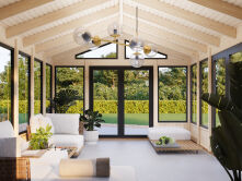 Palmako Pavillon ISABELLA 22,2 m²  90 mm - 597x401 cm hellbraun imprägniert