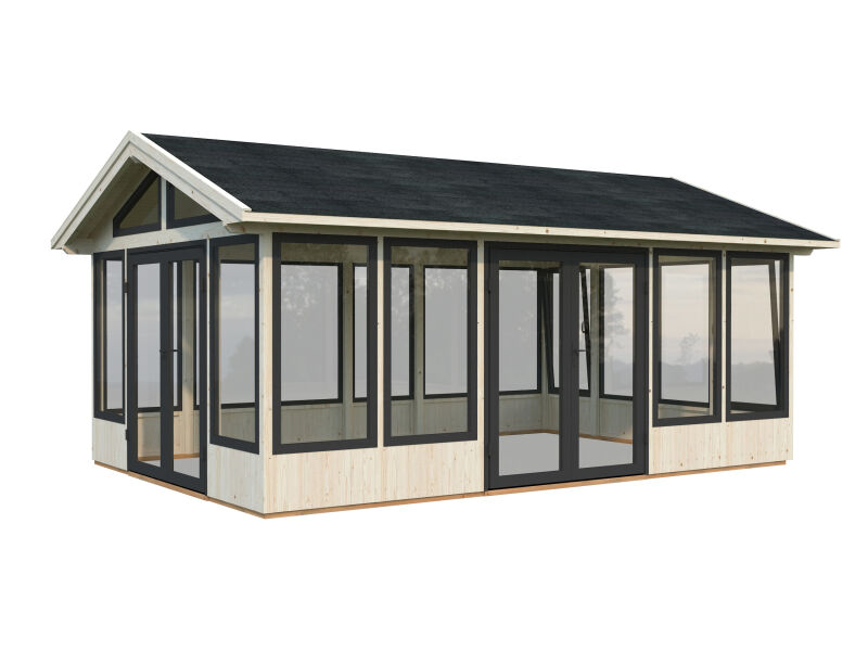 Palmako Pavillon ISABELLA 22,2 m²  90 mm - 597x401 cm grau imprägniert