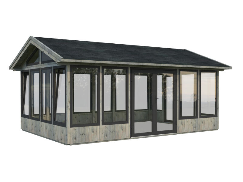 Palmako Pavillon ISABELLA 22,2 m²  90 mm - 597x401 cm grau imprägniert