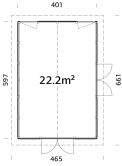 Palmako Pavillon ISABELLA 22,2 m²  90 mm - 597x401 cm natur / imprägiert / lackiert