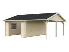 Palmako Garage ROGER 19,0+33,2 m²  44 mm 966x550 cm - ohne Tor lackiert dunkelgrau (7012) + weiß (9016)