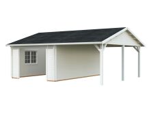 Palmako Garage ROGER 19,0+33,2 m²  44 mm 966x550 cm - ohne Tor lackiert weiß (9016) + weiß (9016)