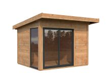 Gartenhaus ANDREA 7,5 m² PLUS ISO - 296x270 cm, 44 mm,  inkl. Boden, Schiebetür  - natur + farbig -