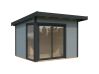 Gartenhaus ANDREA 7,5 m² PLUS ISO - 296x270 cm, 44 mm,  inkl. Boden, Schiebetür  - natur + farbig -