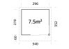Gartenhaus ANDREA 7,5 m² PLUS ISO - 296x270 cm, 44 mm,  inkl. Boden, Schiebetür  - natur + farbig -