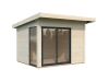 Gartenhaus ANDREA 7,5 m² PLUS ISO - 296x270 cm, 44 mm,  inkl. Boden, Schiebetür  - natur + farbig -