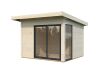 Gartenhaus ANDREA 7,5 m² PLUS ISO - 296x270 cm, 44 mm,  inkl. Boden, Schiebetür  - natur + farbig -