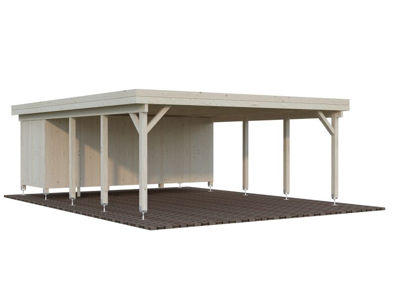 Palmako Carport KARL 40,6 m²  mit Geräteraum  555x732 cm lackiert dunkelgrau (7012) + dunkelgrau (7012)