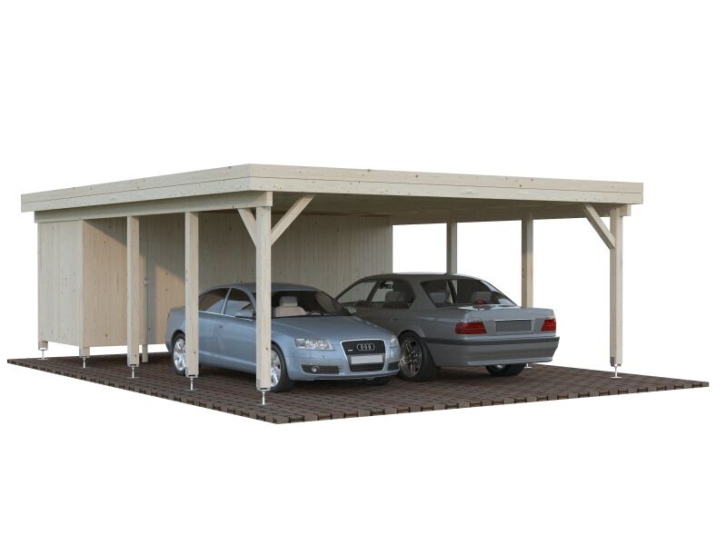 Palmako Carport KARL 40,6 m²  mit Geräteraum  555x732 cm lackiert dunkelgrau (7012) + dunkelgrau (7012)