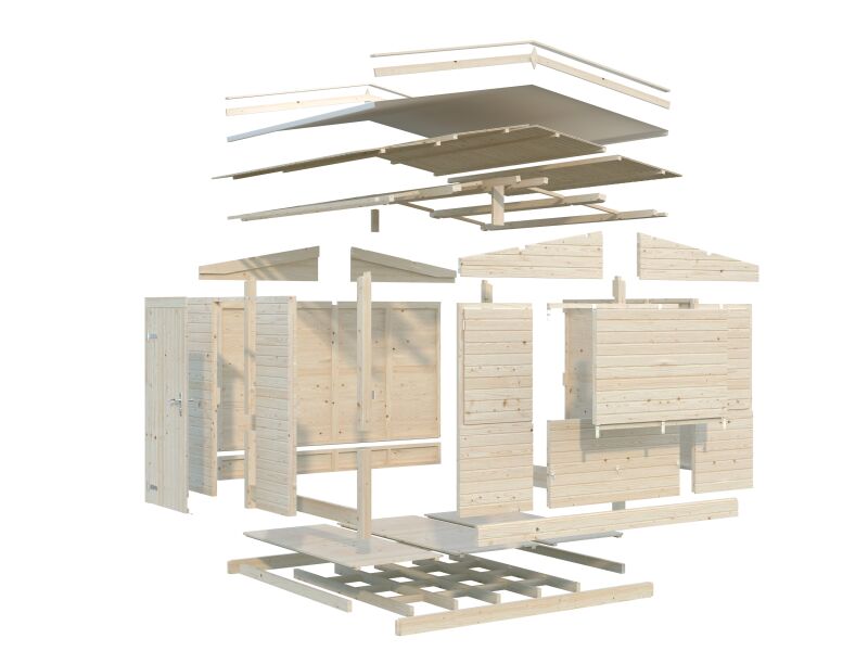 Palmako Marktstand/Verkaufsstand MARIAN 6,2 m²  298x228 cm, 16 mm, klappbar, natur / lackiert