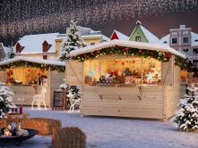 Palmako Marktstand/Verkaufsstand MARIAN 6,2 m²  298x228 cm, 16 mm, klappbar, natur / lackiert