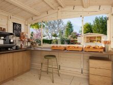 Palmako Marktstand/Verkaufsstand MARIAN 6,2 m²  298x228 cm, 16 mm, klappbar, natur / lackiert