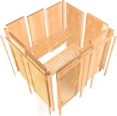 Karibu Saunahaus ARVID/MIRAMAR schwarz 73 mm ohne/mit Ofen / Schiebetür