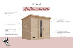 Karibu Saunahaus FINN 6 / terragrau / ohne Ofen / gedämmte Eingangstür