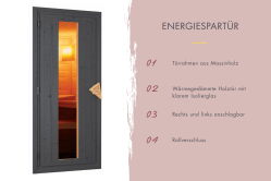 Karibu Saunahaus FINN 6 / terragrau / ohne Ofen / gedämmte Eingangstür