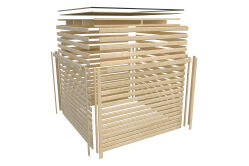 Karibu Saunahaus ARES 3 - 276x276x232 cm 38 mm terragrau / Metall staubgrau / ohne Ofen