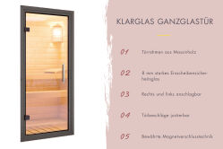 Karibu Saunahaus ARES 3 - 276x276x232 cm 38 mm terragrau / Metall staubgrau / ohne Ofen