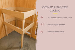Karibu Saunahaus ARES 3 - 276x276x232 cm 38 mm terragrau / Metall staubgrau / ohne Ofen