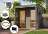 Karibu Saunahaus ARES 2 - 231x276x232 cm 38 mm terragrau / Metall staubgrau / inkl Ofen 9 kW Bio + externe Steuerung EASY