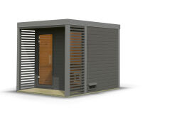 Karibu Saunahaus ARES 2 - 231x276x232 cm 38 mm terragrau / Metall staubgrau