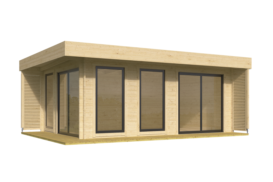 Gartenhaus SABRINA ALU 660x480 cm ISO (A), 44 mm Doppelnut, inkl. Boden und Terrasse